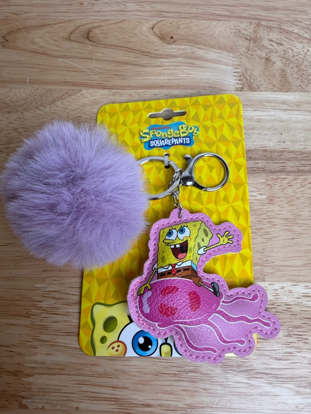 SpongeBob SquarePants Purple Jellyfish Pom Keychain